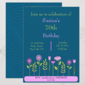 Rosa Blume Einladung (Vorne/Hinten)