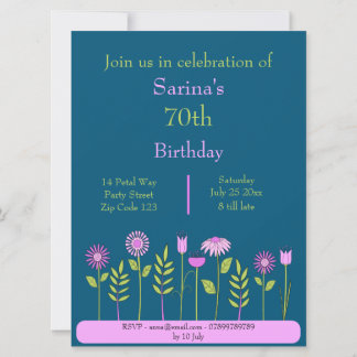 Rosa Blume Einladung