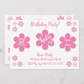 Rosa Blume Einladung (Vorne/Hinten)