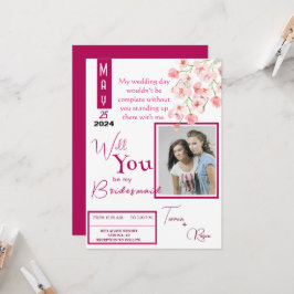 Rosa Blume Einladung