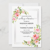 Rosa Blume Einladung (Vorderseite)