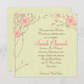 Rosa Blume Einladung (Vorne/Hinten)