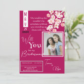 Rosa Blume Einladung (Stehend Vorderseite)