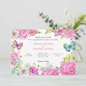 Rosa Blume Einladung (Stehend Vorderseite)