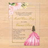 Rosa Blume Einladung in spanischer Sprache (Vorderseite)