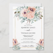 Rosa Blume Einladung zum Hochzeitsfeiern (Vorderseite)