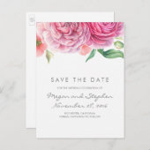 Rosa Blume Elegant und romantisch Save the Date Ankündigungspostkarte (Vorne/Hinten)