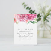 Rosa Blume Elegant und romantisch Save the Date Ankündigungspostkarte (Stehend Vorderseite)