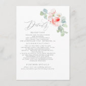 Rosa Blume Elegante Hochzeitsinformationen Begleitkarte (Vorderseite)