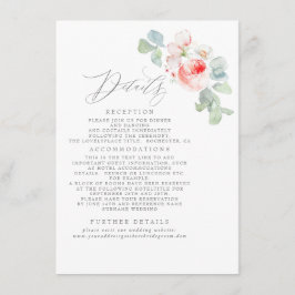 Rosa Blume Elegante Hochzeitsinformationen Begleitkarte