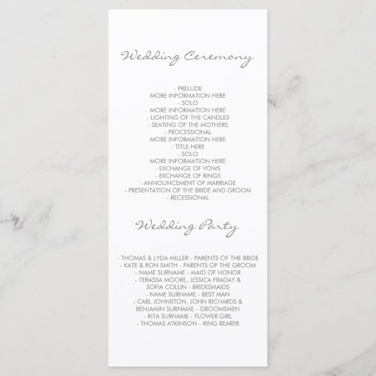 Rosa Blume Elegantes Hochzeitsprogramm für Wasserf Programm (Rückseite)