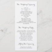 Rosa Blume Elegantes Hochzeitsprogramm für Wasserf Programm (Rückseite)