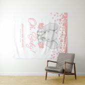 Rosa Blume Elephant Girl Babydusche Hintergrund Wandteppich (Beispiel (Horizontal))