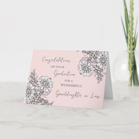 Rosa Blume Enkelin Abschluss Karte (Vorderseite)