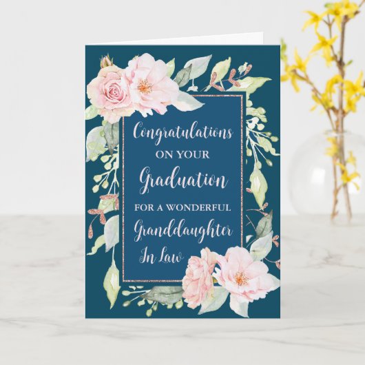 Rosa Blume Enkelin Abschluss Karte (Gelbe Blume)