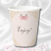 Rosa Blume Erdnüsse Vintages Brautparty Pappbecher