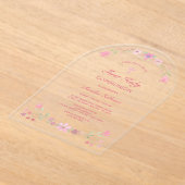 Rosa Blume Erste Kommune Acryleinladungen (Ablage )