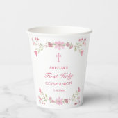 Rosa Blume Erste Kommune Pappbecher (Rückseite)