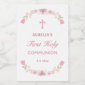 Rosa Blume Erste Kommune Weinetikett (Einzelnes Label)