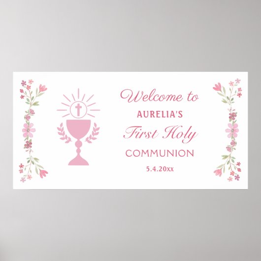 Rosa Blume Erste Kommune Willkommen Poster (Vorne)