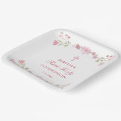 Rosa Blume Erster Kommunplatz Pappteller (Gewinkelt)