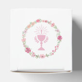 Rosa Blume Erster Kommunus Cube Geschenkschachtel (Oben)