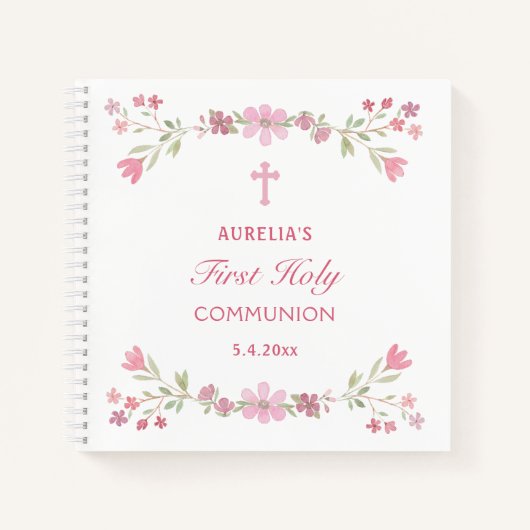 Rosa Blume Erstes Gästebuch Notizblock (Vorderseite)