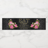 Rosa Blume - essen, trinken und sein (Ihren Text h Wasserflaschenetikett (Einzelnes Label)