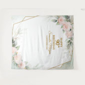 Rosa Blume Eukalyptus Gold 90. Geburtstag Wandteppich (Vorderseite (Horizontal))