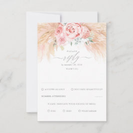 Rosa Blume Exotic Wedding RSVP Karte