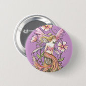 Rosa Blume Fairy Art Button (Vorne & Hinten)