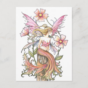 Rosa Blume Fairy Art Postkarte