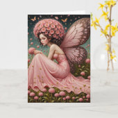 Rosa Blume Fairy Karte (Gelbe Blume)