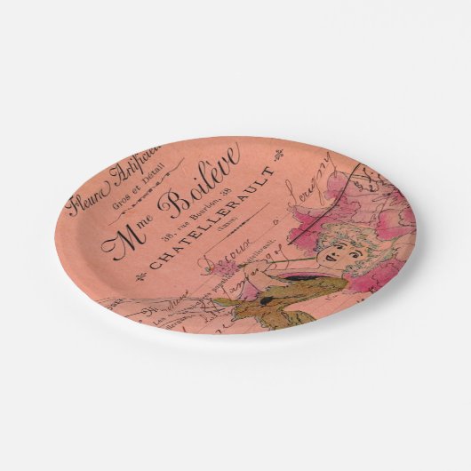 Rosa Blume Fairy Pappteller (Schrägansicht)