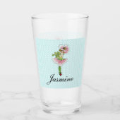 Rosa Blume Fairy Personalisiert Glas (Vorderseite)