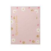 Rosa Blume Farbiges Retromuster personalisiert Notizblock (Rotiert)