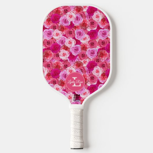 Rosa Blume Farbtöne Rosa Blütenfarben Personalisie Pickleball Schläger (Vorderseite)