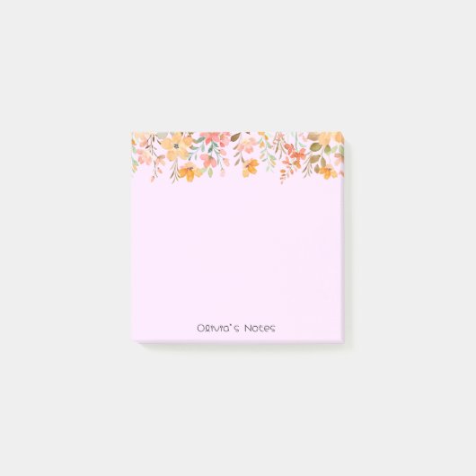 Rosa Blume Farbverlauf Personalisiert Post-it Klebezettel (Vorderseite)