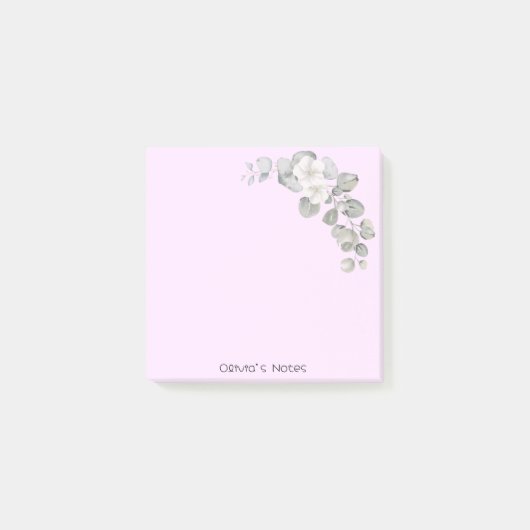 Rosa Blume Farbverlauf Personalisiert Post-it Klebezettel (Vorderseite)