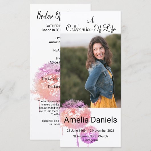 Rosa Blume Feier des Lebens Fotokarte (Vorne/Hinten)