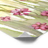 Rosa Blume Feld Sonnenuntergang Malerei Aquarell Poster (Ecke)