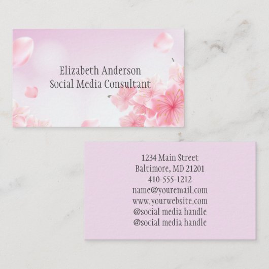 Rosa Blume Feminine Visitenkarte (Vorne/Hinten)