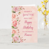 Rosa Blume Fiancée Birthday Card Karte (Gelbe Blume)
