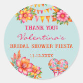 Rosa Blume Fiesta Brautparty Gefallen Runder Aufkleber (Vorderseite)