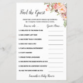 Rosa Blume Finden Sie die Baby Shower Game Card Flyer (Vorne)