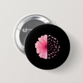 Rosa Blume Flamingo Brustkrebs Monat Button (Vorne & Hinten)
