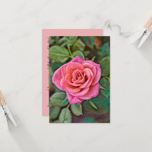 Rosa Blume Flat Birthday Card Karte (Vorderseite/Rückseite Beispiel)