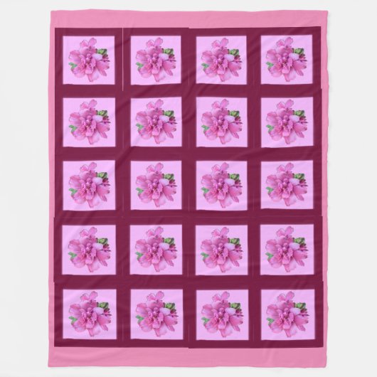 Rosa Blume Fleece Blankon (Vorderseite)