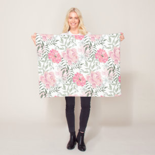 Rosa Blume Fleecedecke