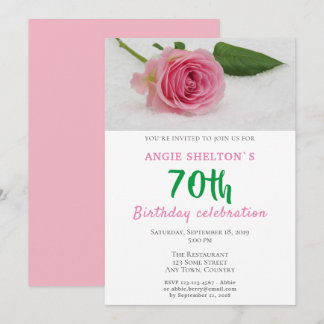 Rosa Blume Floral 70. Geburtstagsparty Einladung